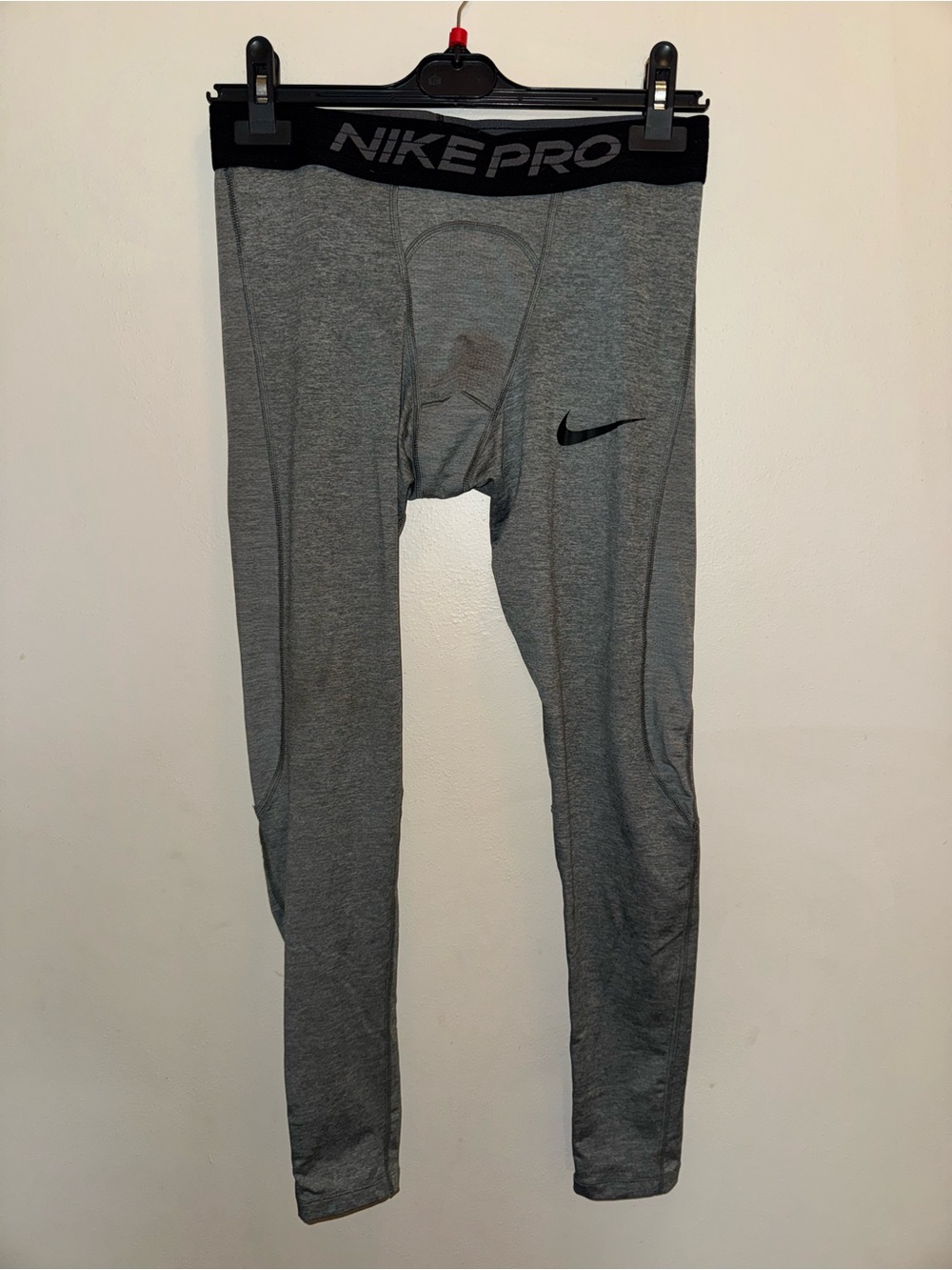 Nike Pro Men’s Compression Tights Gray with Black Waistband Size Medium